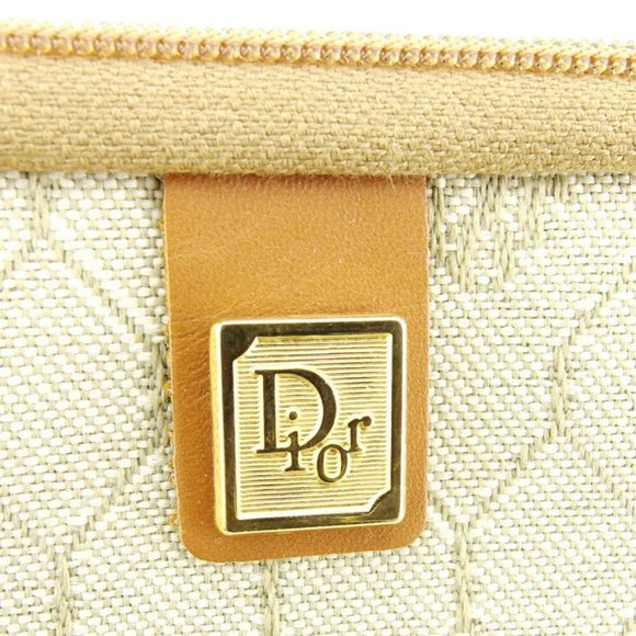 Authentic Dior clutch bag Logo Beige Brown Gold Women Men - Picture 8 of 8